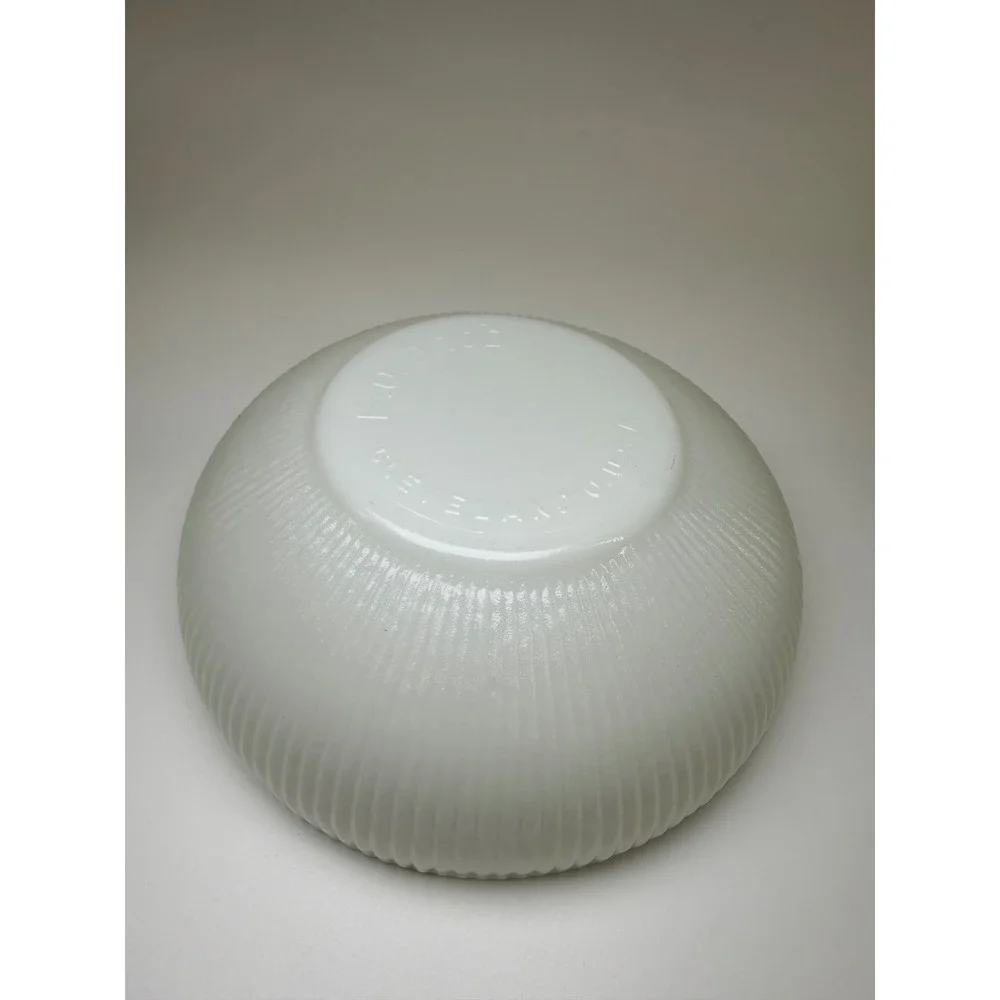 E.O. Brody‎ Co White Milk Glass Ribbed Bowl Vintage Cleveland Ohio USA 7.5